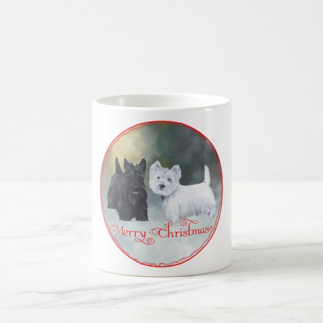 Taza De Café Scottie Westie Navidad (Centro)