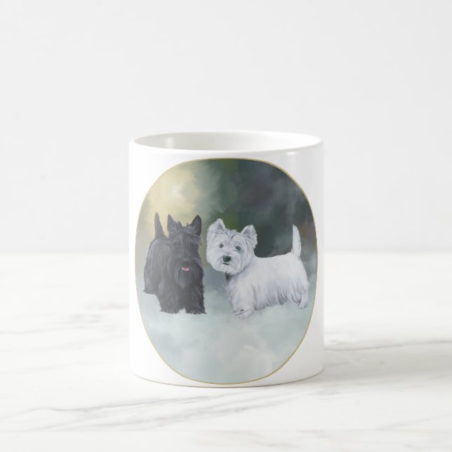 Taza De Café Scottie Westie Wintertime (Centro)