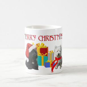 Taza De Café Scottie y Westie Feliz Navidad