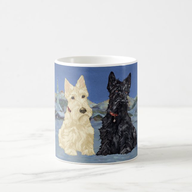 Taza De Café Scotties Negros Trigo de Navidad (Centro)