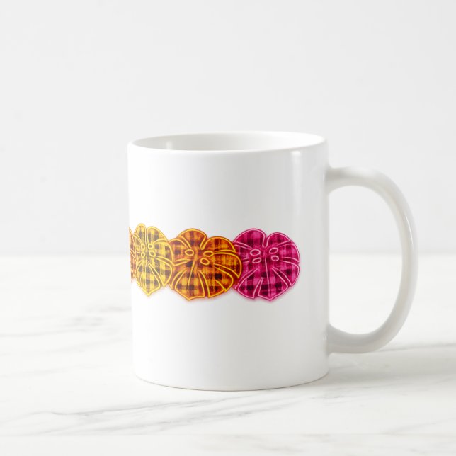Taza De Café Scottish Botanical Neon Tartan Monstera Leaves  (Derecha)