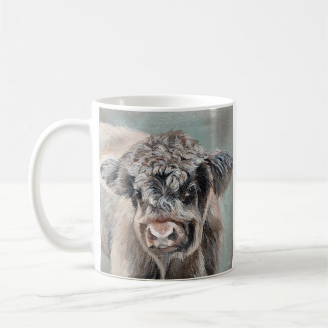 Taza De Café Scottish Highland Cow on Green (Izquierda)