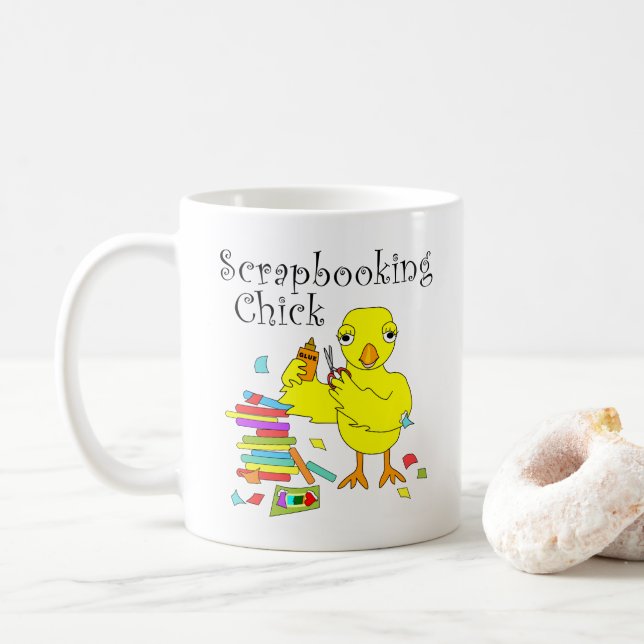 Taza De Café Scrapbooking Chick Text (Con donut)