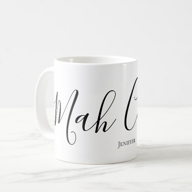 Taza De Café Script de Mahjong personalizado divertido de Mah C (Anverso izquierdo)