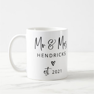 Taza De Café Script moderno  Sr. y Sra. Boda establecida