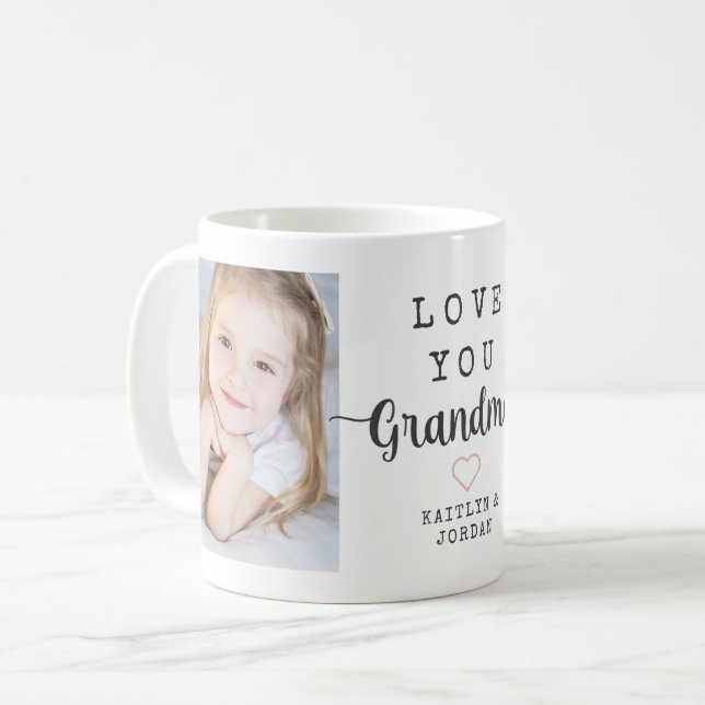 Taza De Café Script personalizado te quiere abuela 2 foto (Anverso izquierdo)
