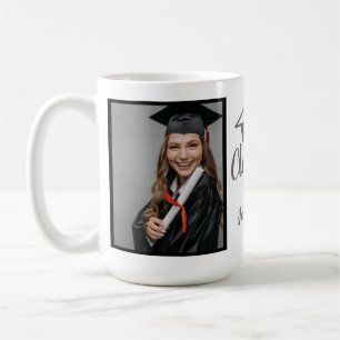Taza De Café Script Plata 2026 Foto de Graduación Personalizada