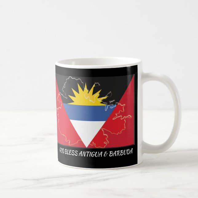 Taza De Café Scripting Personalizado ANTIGUA BARBUDA FLAG Negro (Derecha)