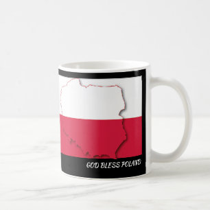 Taza De Café Scripting Personalizado POLAND FLAG Negro