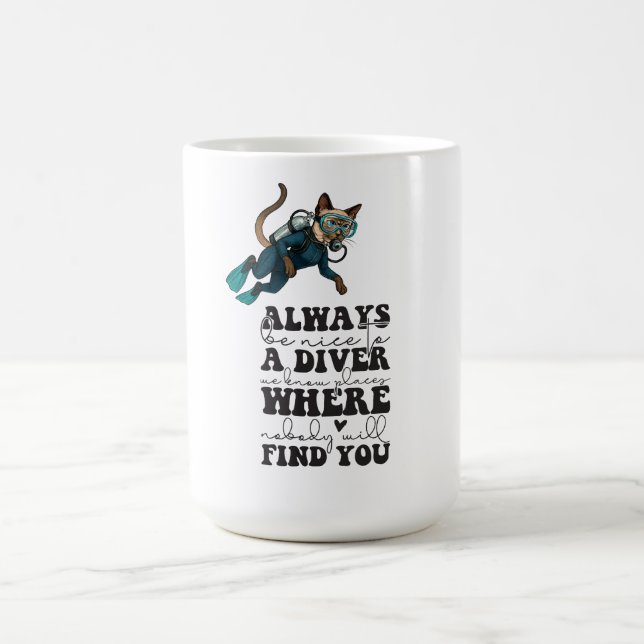 Taza De Café Scuba Cat Diving Blue Wet Suit funny saying (Centro)