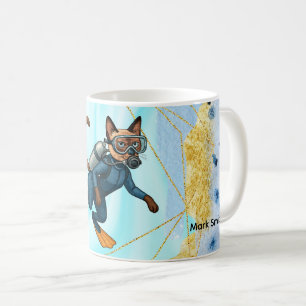 Taza De Café Scuba Cat se está sumergiendo bajo el agua