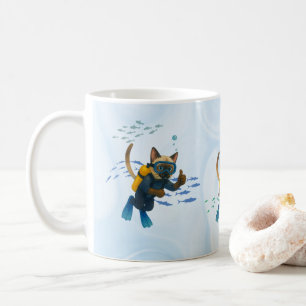 Taza De Café Scuba Cat se está sumergiendo bajo el agua