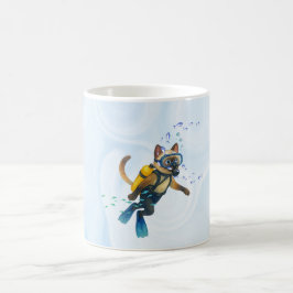 Taza De Café Scuba Cat se está sumergiendo bajo el agua