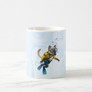 Taza De Café Scuba Cat se está sumergiendo bajo el agua