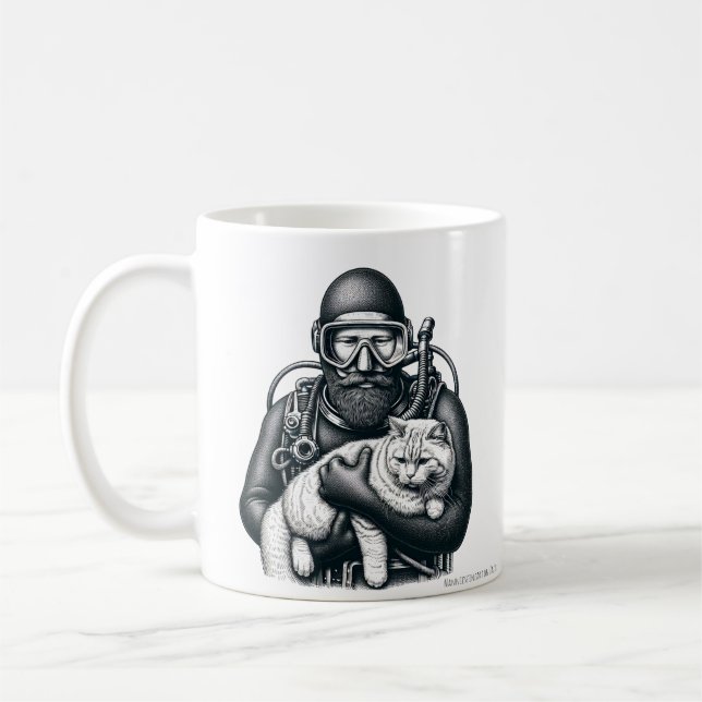 Taza De Café Scuba Diving Cat Dad (Izquierda)