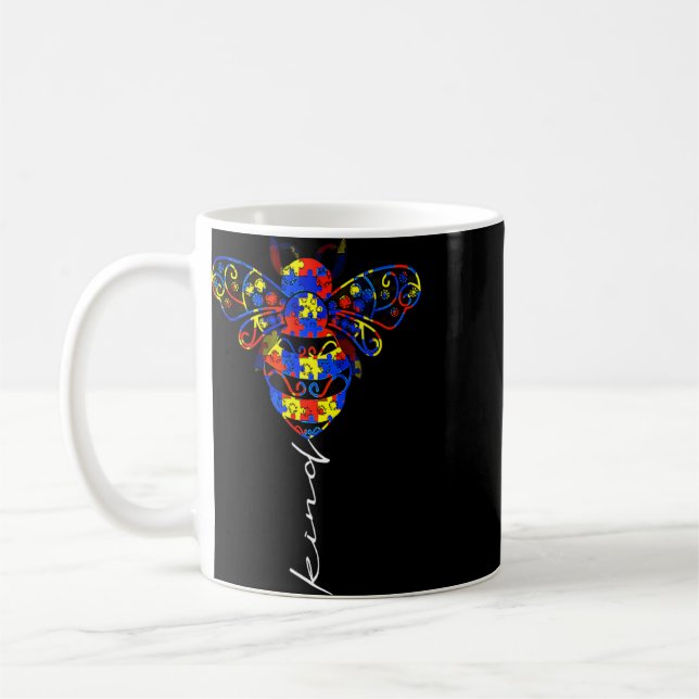 Taza De Café Sé amable autismo Conciencia Amor Rompecabezas Aut (Izquierda)