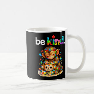 Taza De Café Sé amable golpea mono rompecabezas colorido autism