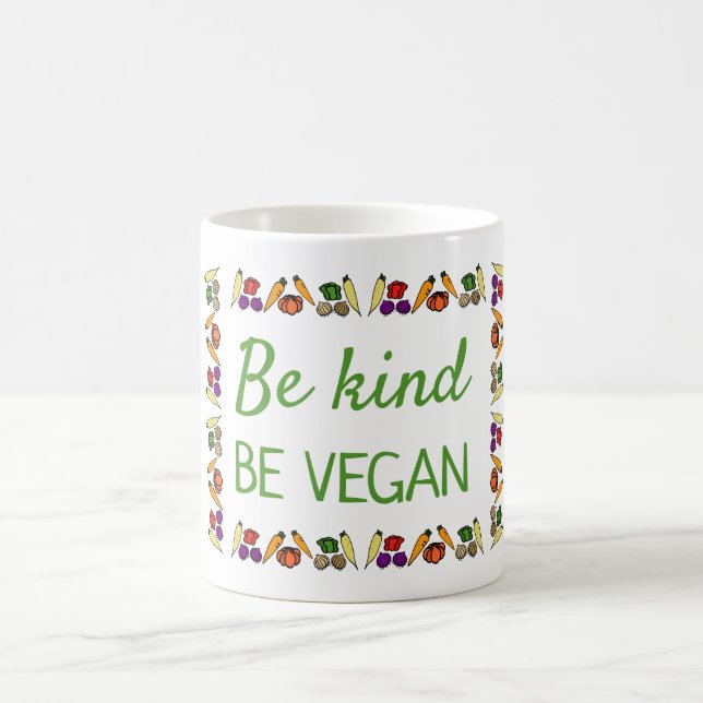 Taza De Café Sé amable, SÉ VEGANO. Su nombre, personalizado (Centro)