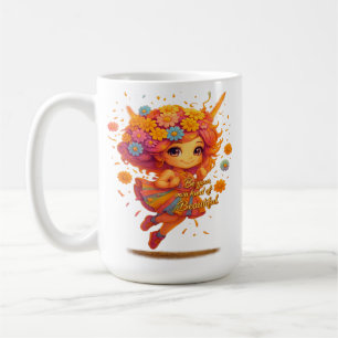 Taza De Café "Sé brillante, sé hermosa" Mug de hadas florales -
