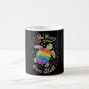 Taza De Café Sé Feliz En Tu Propio Caparazón Tortuga Arcoíris A