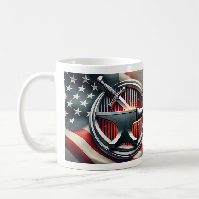 Taza De Café Sé fuerte y valiente. Espada en Forge. (Izquierda)