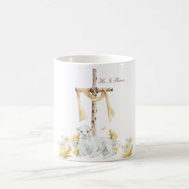 Taza De Café Se Levanta La Pascua Cristiana Personalizada (Centro)