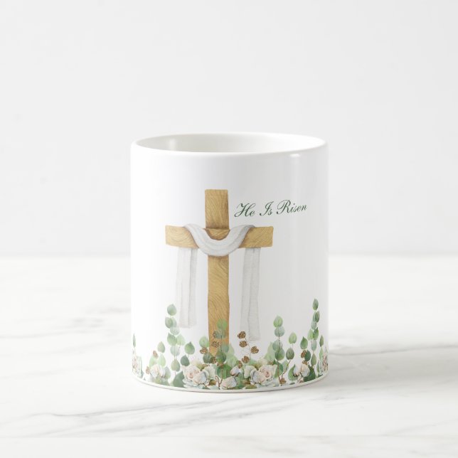 Taza De Café Se Levanta La Pascua Cristiana Personalizada (Centro)