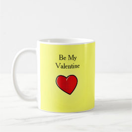Taza De Café Sé mi corazón rojo valentino en amarillo