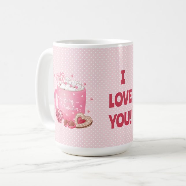 Taza De Café Sé mi San Valentín, galletas, dulces y rosados N R (Anverso izquierdo)