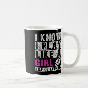 Taza De Café Sé Que Juego Como Un Fútbol Chica Intentar Seguir
