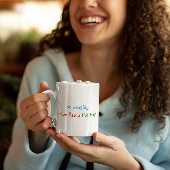 Taza De Café Sé travieso gracioso Humor de Santa Cita Leche cal (Be Naughty Funny Santa Quote Humor Hot Cocoa Milk Coffee Mug)