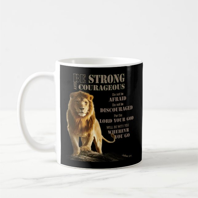 Taza De Café Sé valiente Josué 1 9 León fuerte Judá- Señor- (Izquierda)