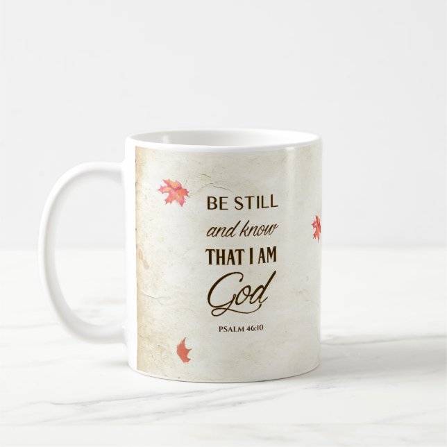 Taza De Café Sé y sé que soy Dios Biblia Verse Salm 46 10 (Izquierda)