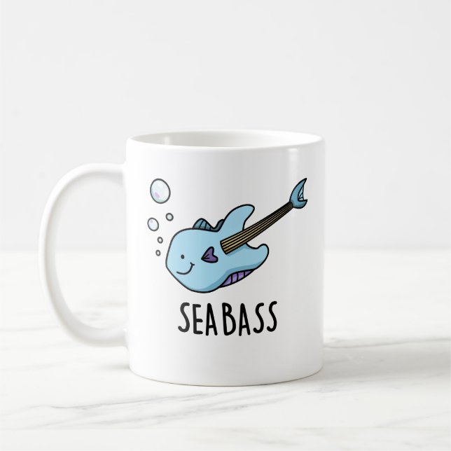 Taza De Café Sea Bass Funny Bass Guitar Fish Pun (Izquierda)