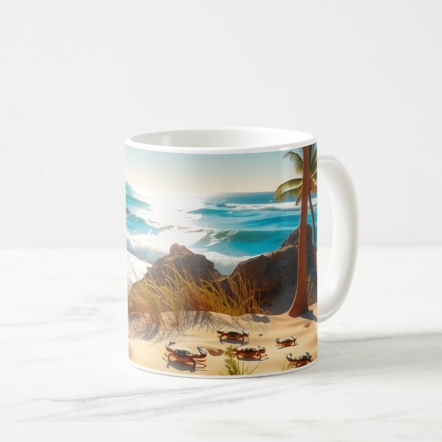 Taza De Café Sea  Crabs on Tropical Beach – Serene Ocea (Anverso derecho)
