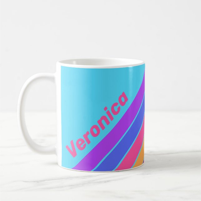 Taza De Café Sea Glass Stripes with Name (Izquierda)