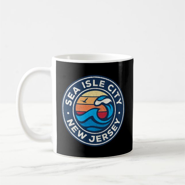Taza De Café Sea Isle City New Jersey Nj Ondas Náuticas (Izquierda)