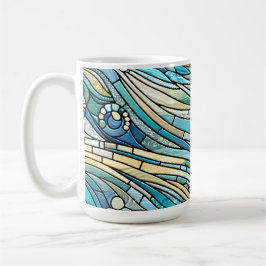 Taza De Café Sea of Waves Teal Mosaic Fine Art