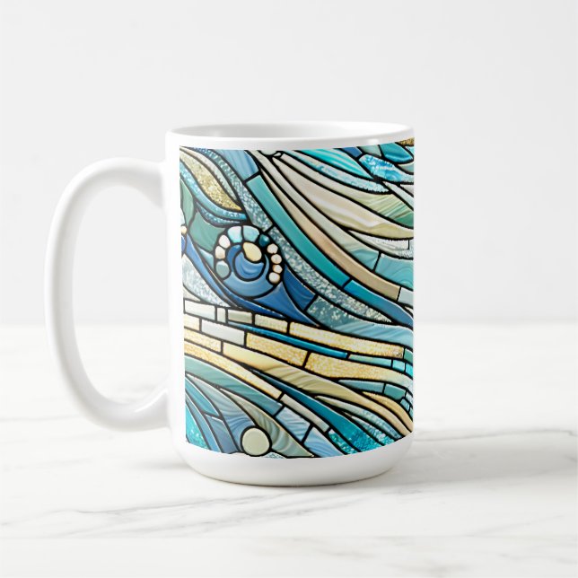Taza De Café Sea of Waves Teal Mosaic Fine Art (Izquierda)