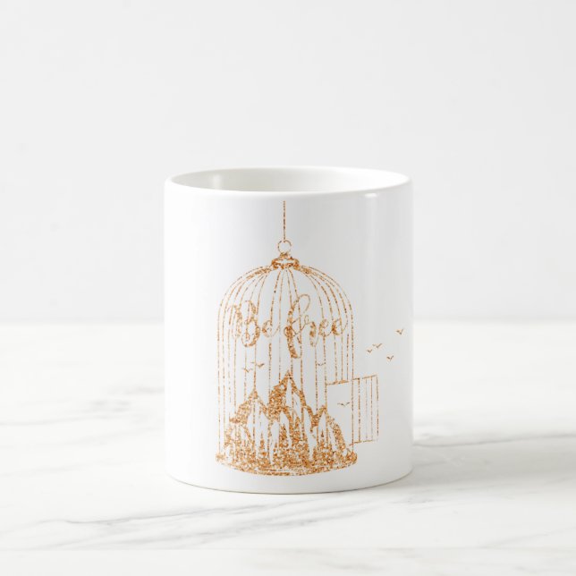 Taza De Café Sea Rosa libre Oro Bird Cage Mountain Copper Fly (Centro)