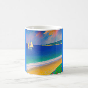Taza De Café Sea Scape 09 "Yate in the bay"