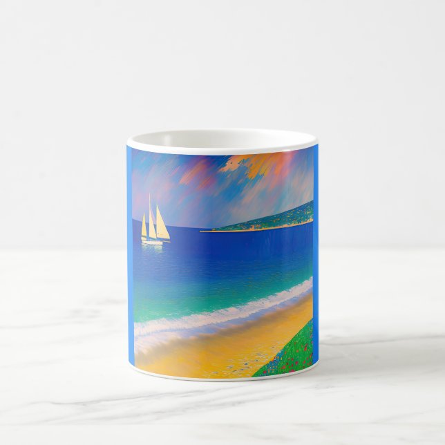 Taza De Café Sea Scape 09 "Yate in the bay" (Centro)