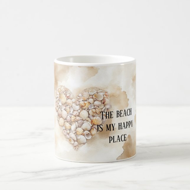 Taza De Café Sea Shells Heart Beach Happy Place (Centro)