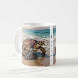 Taza De Café Sea Turtle and Baby Illustration | Personalized