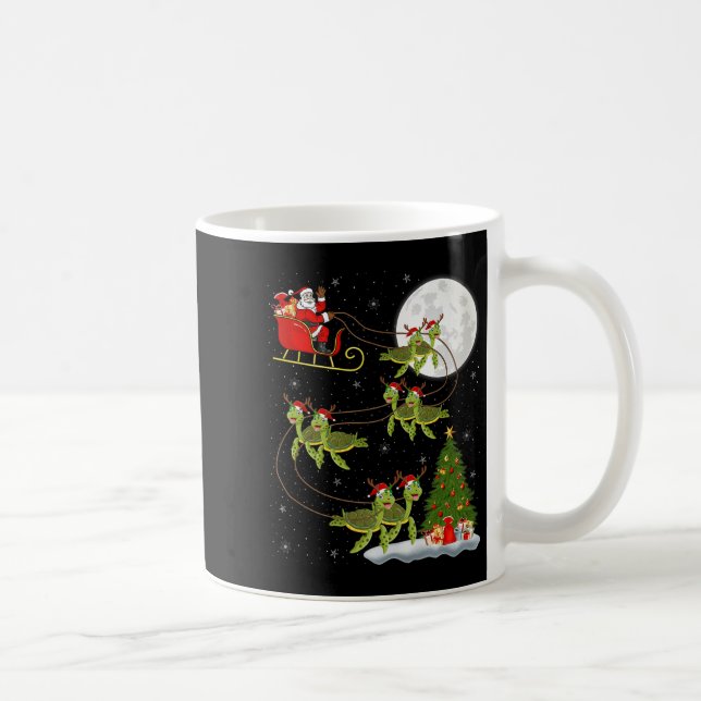 Taza De Café Sea Turtle Santa Sleigh Flying Funny Magical Chris (Derecha)