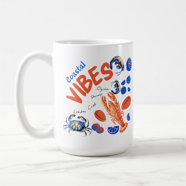 Taza De Café Seafood Beach Fisherman Ocean Tropical Quote  (Izquierda)
