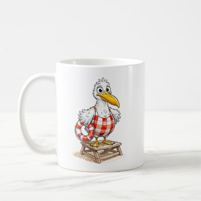 Taza De Café Seagull Comic Lifeguard Bird (Izquierda)