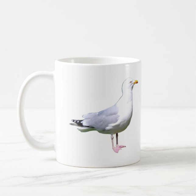 Taza De Café Seagull Standing Añadir Text Mug (Izquierda)
