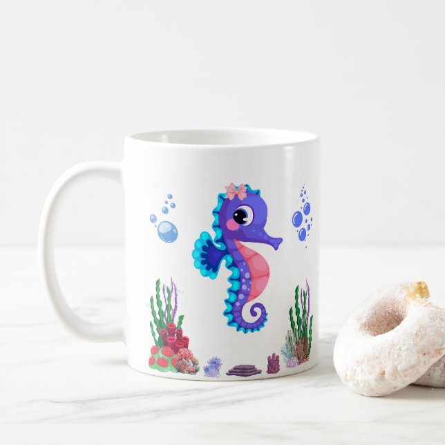 Taza De Café Seahores juguetones bajo el mar Café Mug (Con donut)