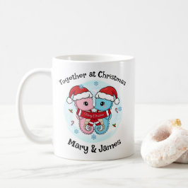 Taza De Café Seahorse Couple Christmas Personalized Mug